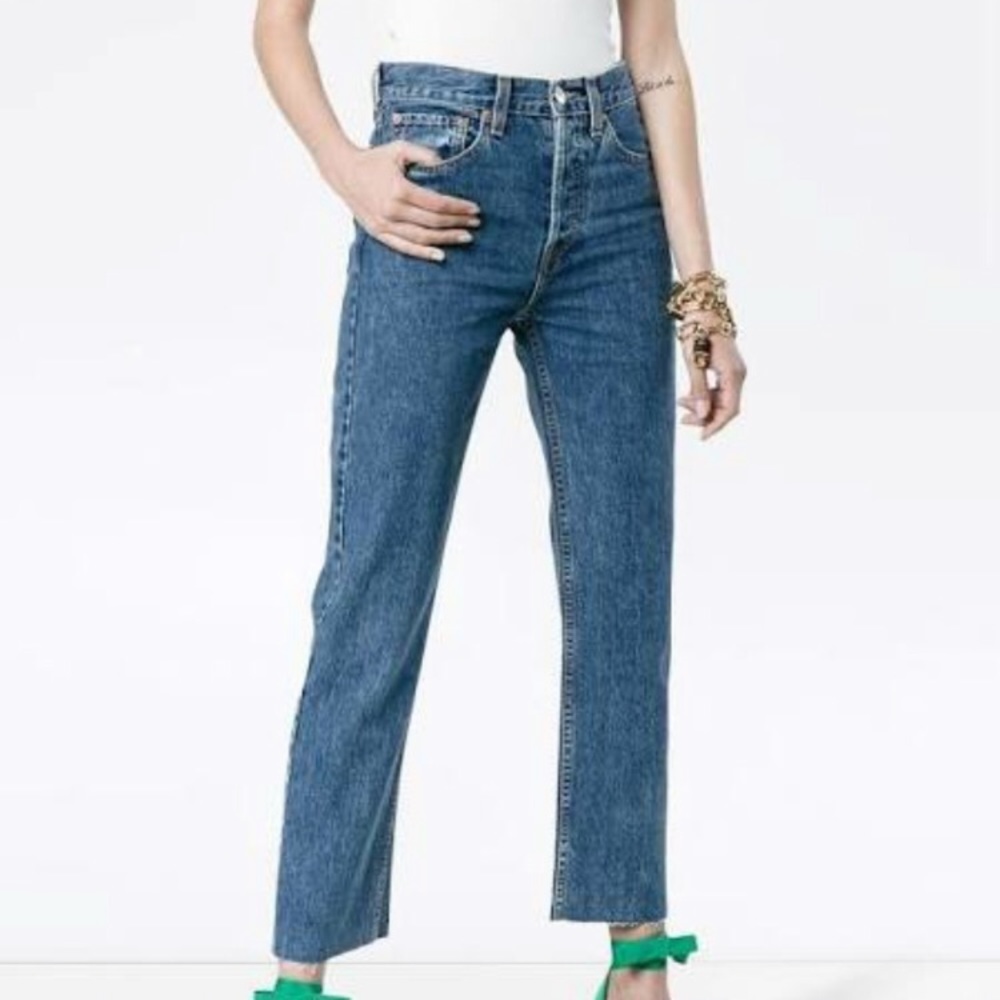 RE/DONE stove pipe cropped jeans